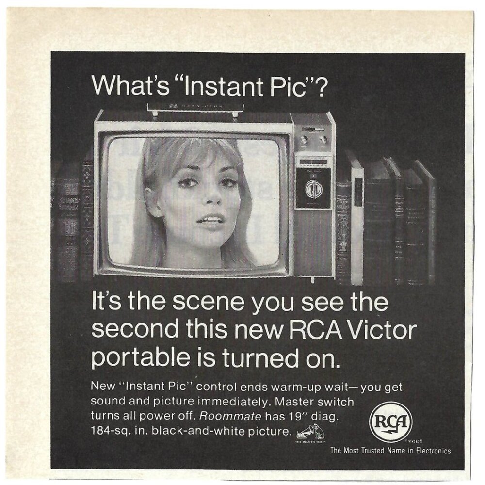 1967 RCA Victor Portable TV Television Instant Pic Vintage Magazine Print Ad